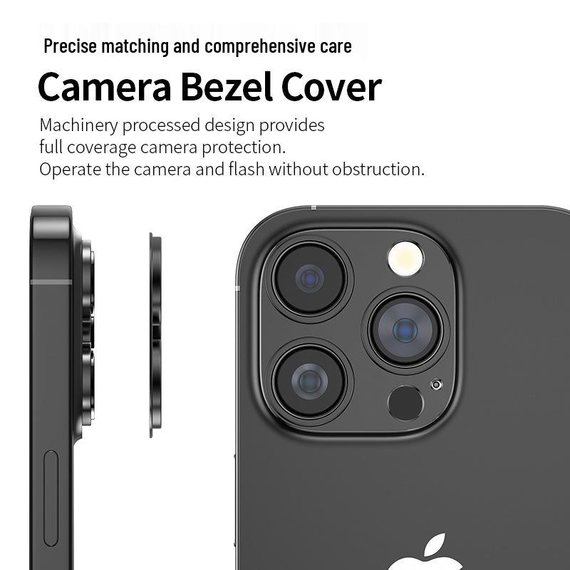 Compatible Apple iPhone 16 Pro Max Frosted Aluminum Lens Film Armor with Hollowed-Out Metal Sticker