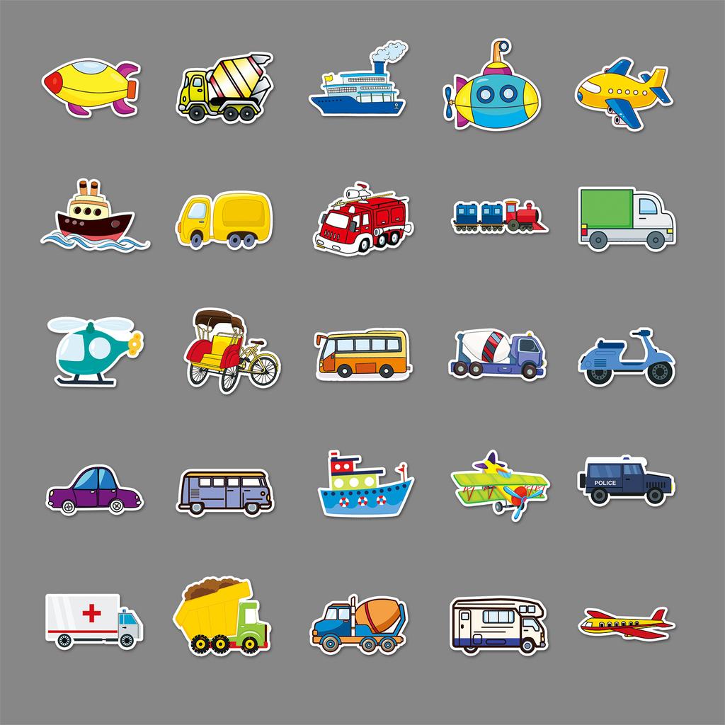 50 Transportation Tools Graffiti Personalized Children's Rewards Guka DIY Mobile Suitcase Stickers Waterproof
