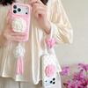 Fashion Rose Flower Folding Bracket Kickstand Polka Dots Silicone Wrist Strap Case for iPhone 17 16 15 14 13 Pro Max