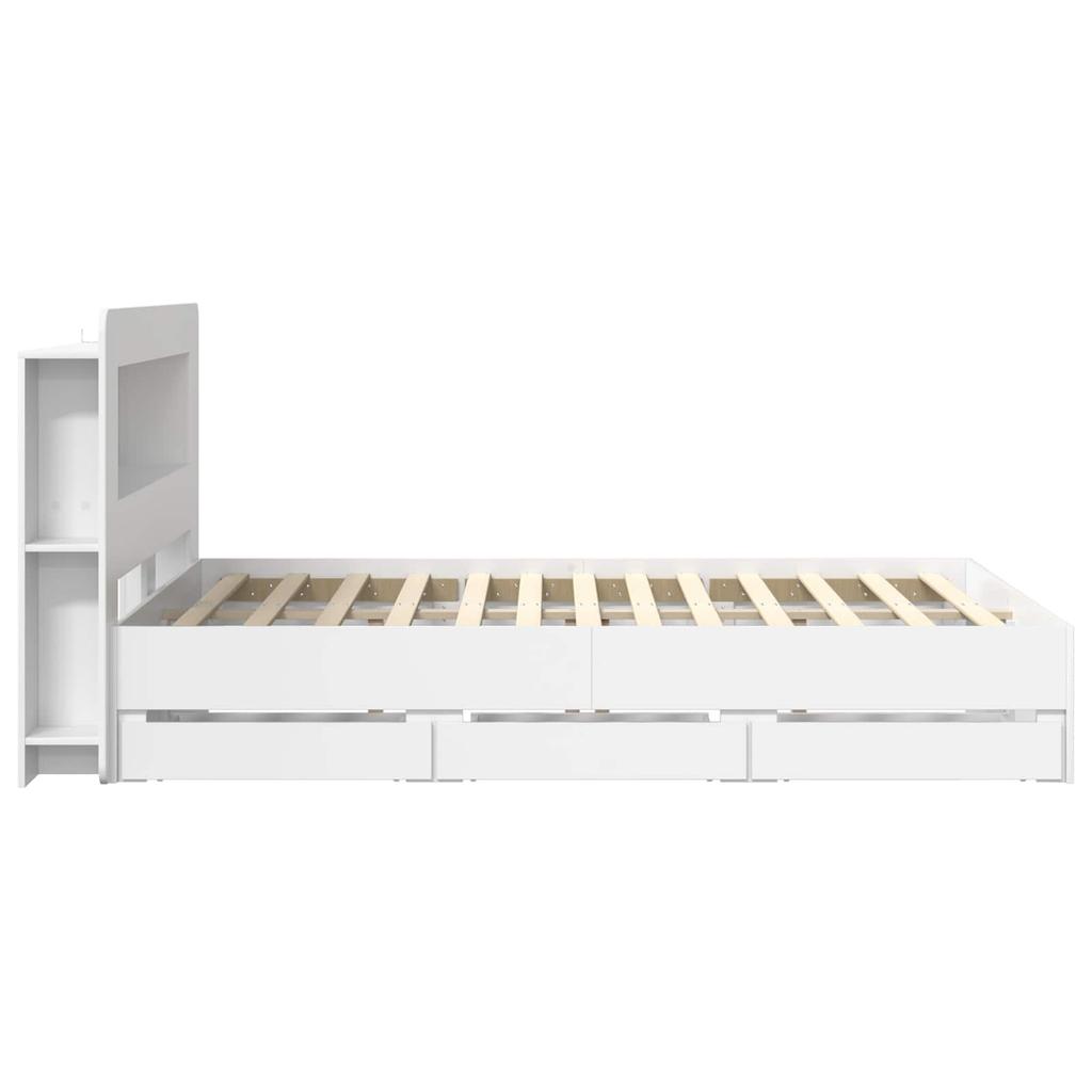 White Storage Bed Frame 150 x 200 cm Particleboard