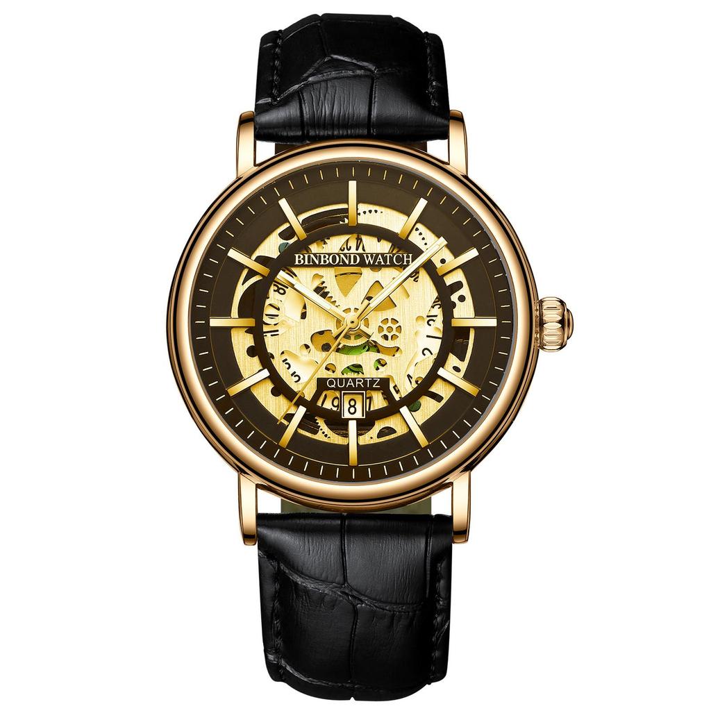 2022 Trending Men's Multifunctional Skeleton Dial Waterproof Wristwatch with Luminous Hands