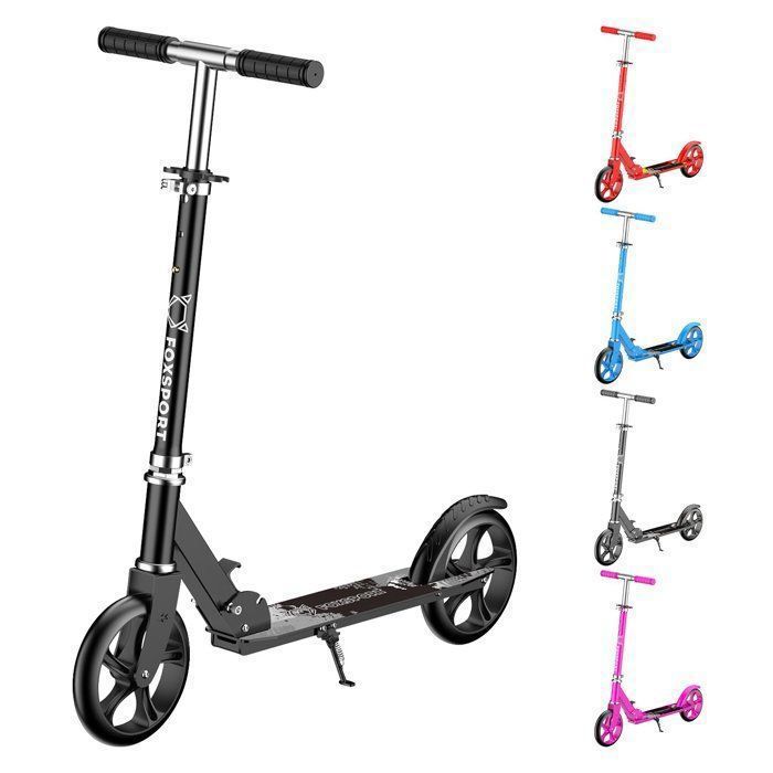 Trottinette - FOXSPORT - Pliable - Aluminium - 88×36×94-104cm - Charge 100KG - Noir