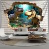 3d-Style Dino Image & Forest Backdrop Wallpaper Sticker Room Decorating Item Wall Tapestry