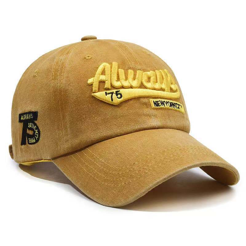 Three-dimensional letter embroidery baseball cap Washed versatile fashion cap Women's American trend street hat