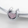 Charms Original Copper Plated Pink Horseshoe Heart Symbol Beads Fit Bracelet Diy Fine Gift Women Delicate Jewelry