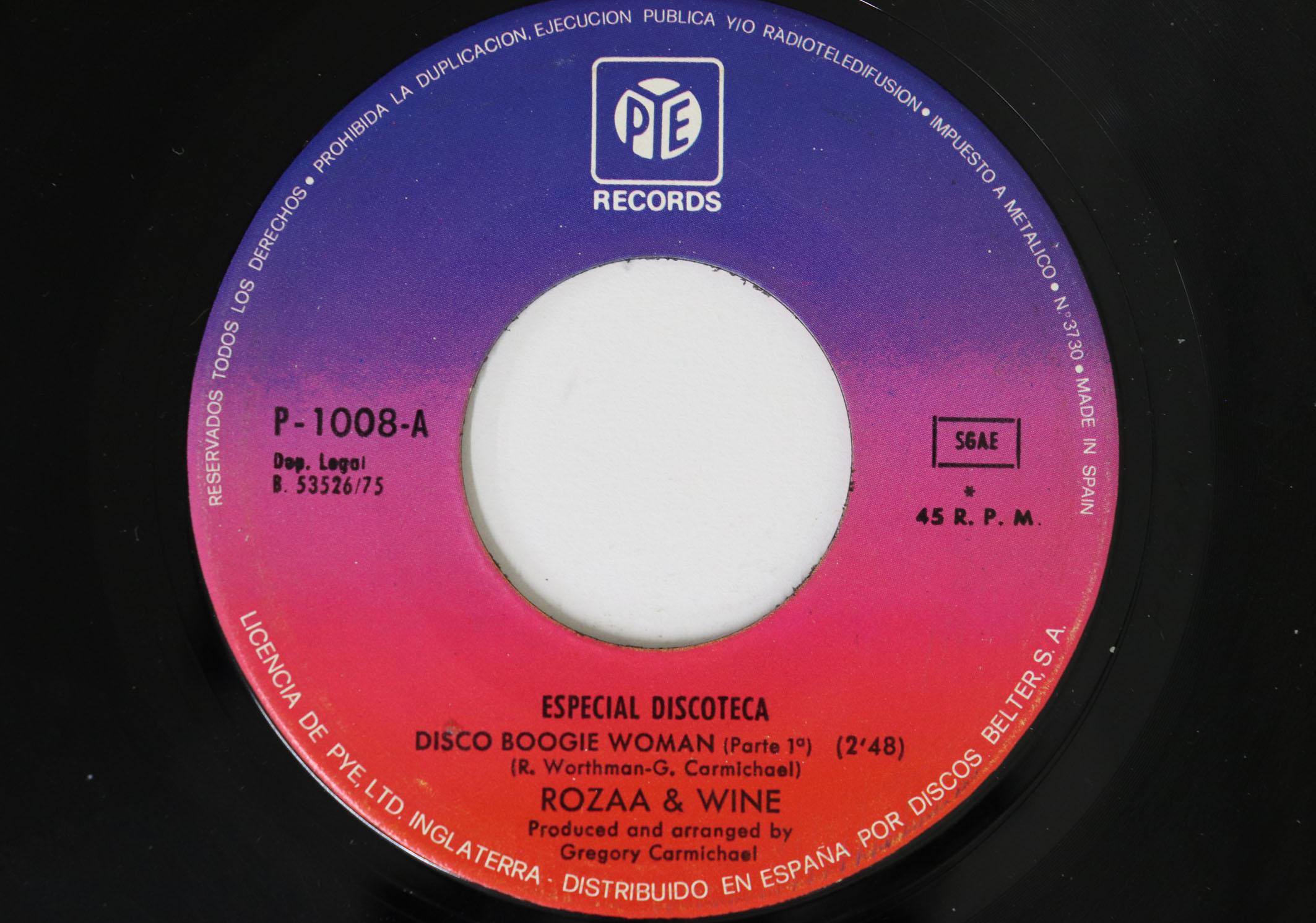 

7inch Record ROZAA & WINE - Disco Boogie Woman P1008 PYE 1975 Spain Soul/Funk Used