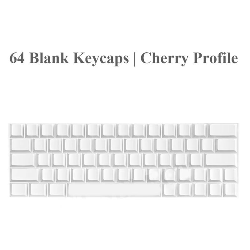 64Pcs PBT Blank DIY Keycap Mechanical Keyboards Original Profile No Print White Keycap Set for MX Switches