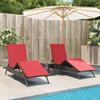 Vidaxl Sun Loungers with Table, 2 Pcs, Brown, Poly Rattan