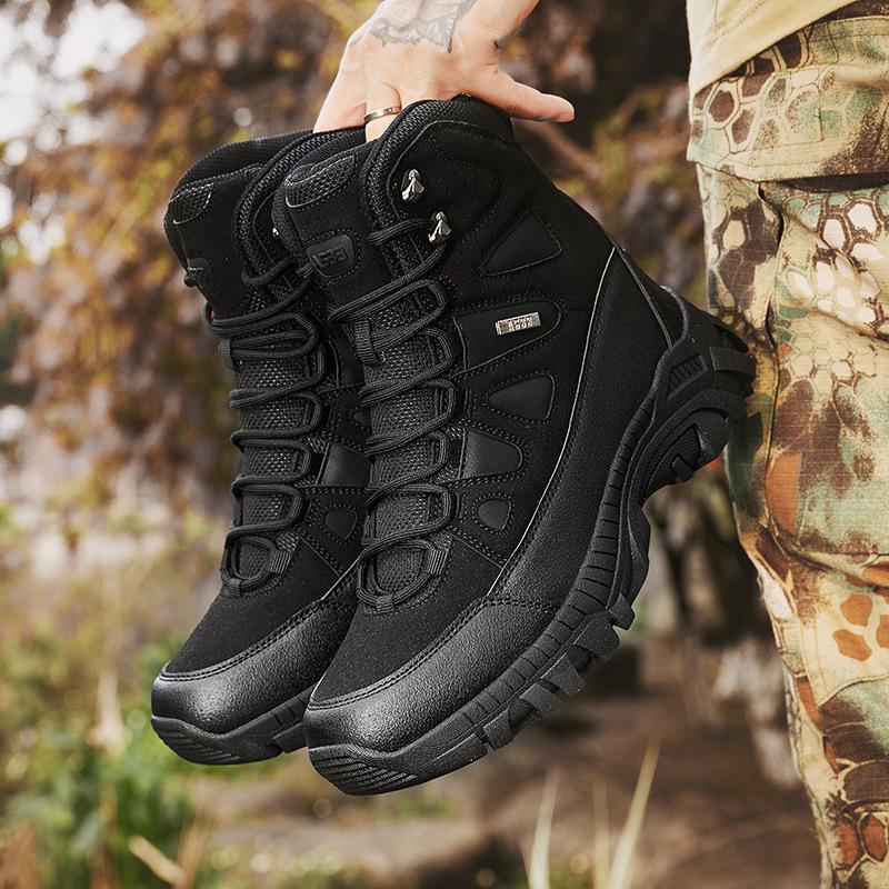 Large size high-top military fans combat boots breathable and wear-resistant outdoor training camping tactical shoes new special forces boots