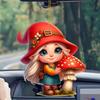 Acrylic Car Little Red Riding Mushroom Girl Keychain Pendant Interior Vehicle