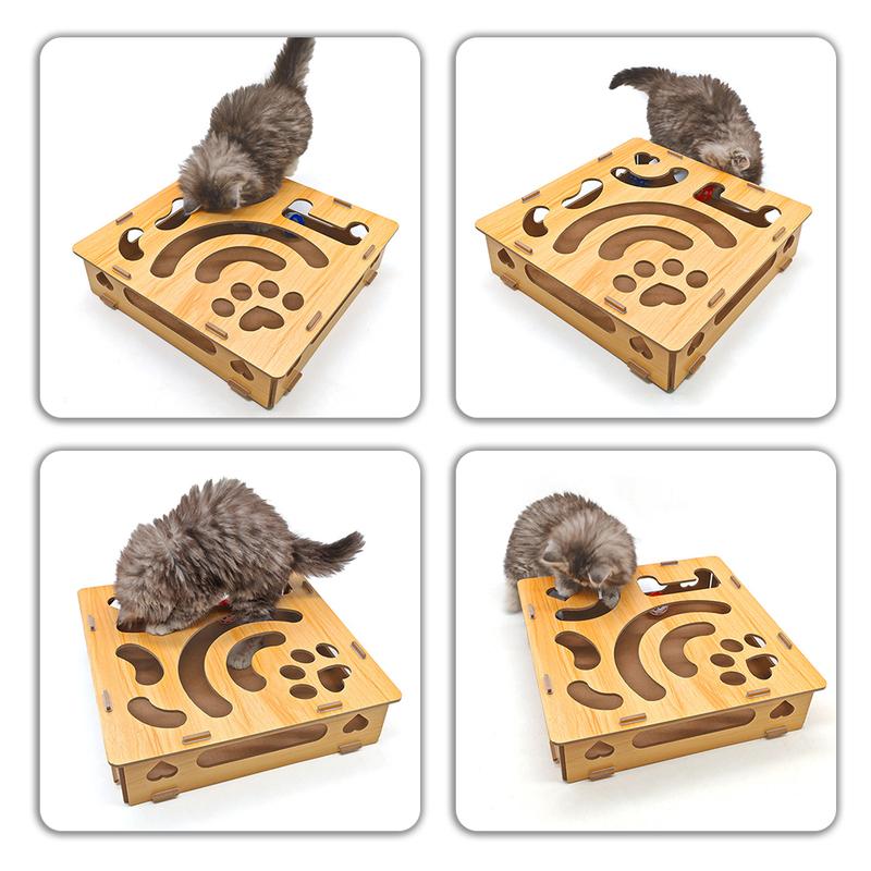 Cat Puzzle Toy Felt Puzzle Box Cat Exercise Toy With Ball Indoor Sports Entertainment Hunting Cat Toys For Indoor Cats