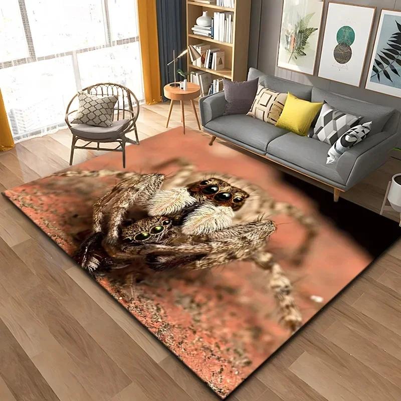3D Spinne Krabbeln Tier Teppich Halloween Horror Matte Süßes oder Saures Teppiche Teenager Schlafzimmer Bodenmatte Festival Heimdeko Fußmatte