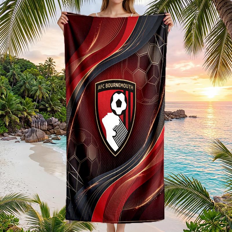 Bournemouth Football Beach Towel Soft Microfiber Summer Towel Quick Dry Absorbent Towel for Beach Swimming Pool Travel
