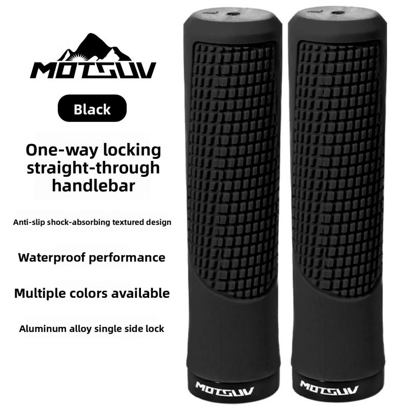 Lock On Bike Grips, Anti-Slip Shock Absorbing, Single Side Locking Handlebar Grips, Universal for MTB Folding Bike Cycling Parts