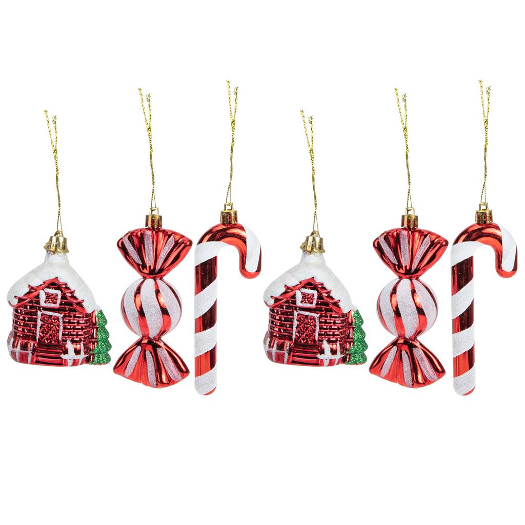 2/4pcs Plastic Christmas Ornaments Small Cartoon Red Pendants For Tree Decor Xmas Hanging Decoration Party Wedding Home Bar Shop