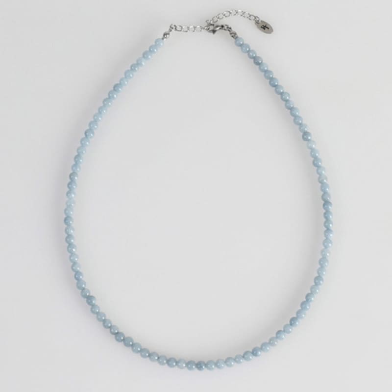 BICYCLE TROPHY BT Gemstone Necklace 06 (4mm Filled Jade_Aqua)