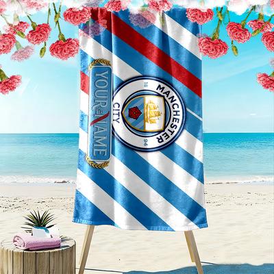 Manchester City FC Print Beach Towel, Large Soft Quick Dry Towel for Beach Camping Swimming