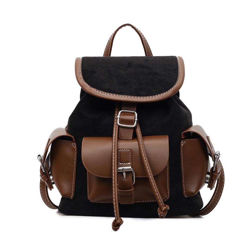 Autumn and Winter Retro Women's Backpack New Commuter Versatile Backpack Fashionable Contrasting Color Going Out Small Schoolbag