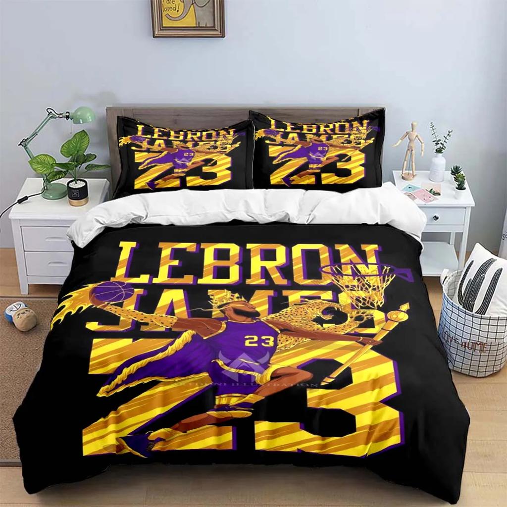 2025 Fashion Basketball Star A-LeBron J-James Printing Bedding Set Duvet Cover Comforter Bed  Youth Kids Girl Boys Birthday Gift
