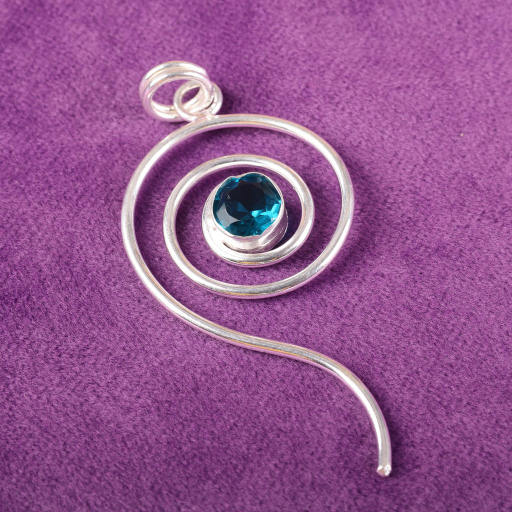 Apatite Handmade Silver Jewelry, 925 Sterling Silver Pendant, Handmade Beautiful Gemstone Jewelry, Apatite Pendant For Her