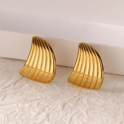 Boucles d'oreilles puces à rayures épaisses en acier inoxydable pour femmes couleur or esthétique de mariage boucles d'oreilles irrégulières bijoux accessoires