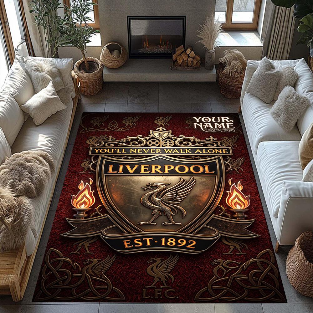 Liverpool Fc Customize Your Name Area Rug Perfect For Decorate Room Foyer Hallway Outdoor Antislip Carpet Office Home Decor