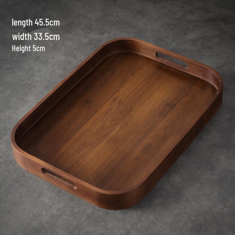 Creative Walnut Dessert & Fruit Plate with Teacup Holder - Bamboo & Wood Tea Tray