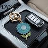 Enamel Keychain Charm Pendant Rhinestones Inlaid Sunflower Design Key Rhinestone Chain with Anti-Oxidation Lobster Clasp Backpacks Accessory