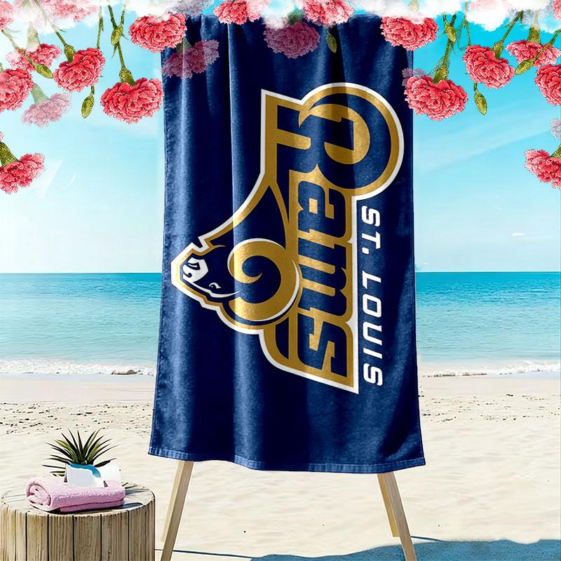 LA Rams Print Beach Towel, Large Soft Quick Dry Towel for Beach Camping Swimming