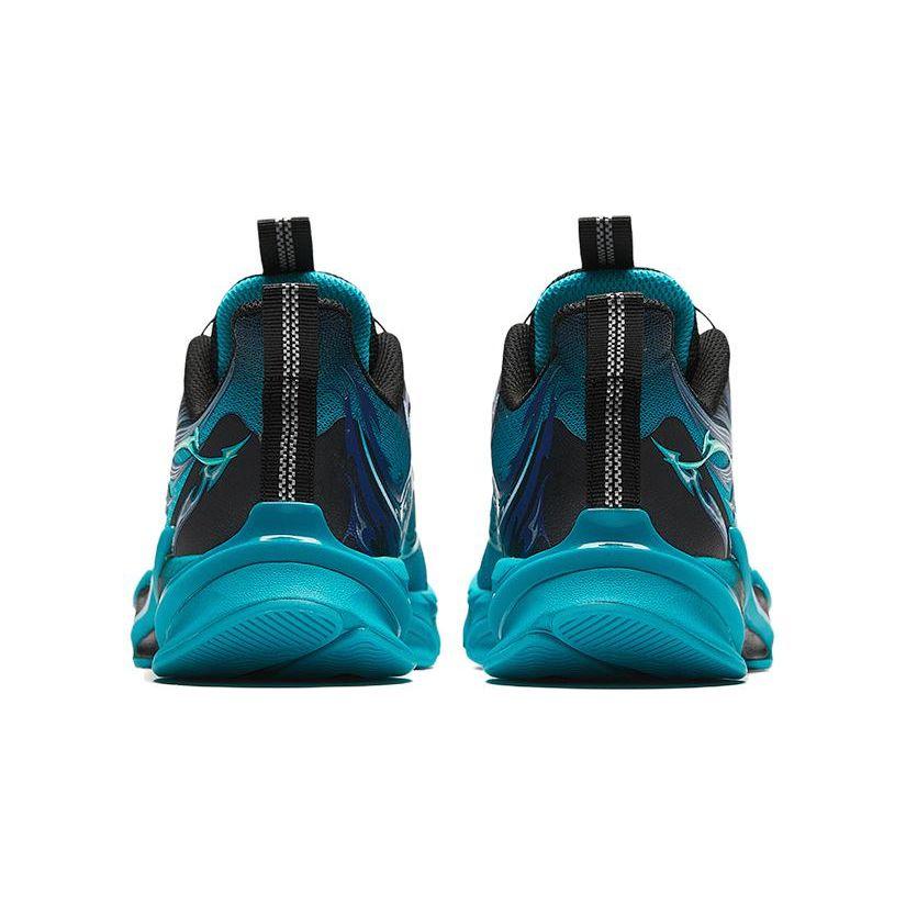 Anta Childrens Red Flame Non-Slip Shock Absorbing Wear-Resistant Low-Top Running Shoes Kids Running Shoes Black Blue 312415511H-6