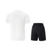 Li Ning Table Tennis Series Solid Color Breathable Versatile Short Sleeve T-Shirt And Mid Waist Shorts Casual Sports Set Men Sets AATV071-2