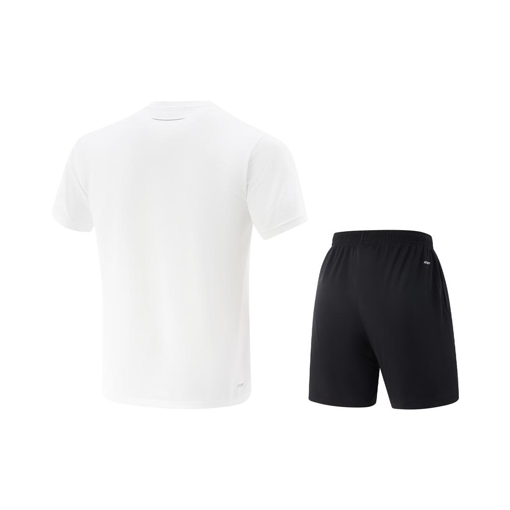 Li Ning Table Tennis Series Solid Color Breathable Versatile Short Sleeve T-Shirt And Mid Waist Shorts Casual Sports Set Men Sets AATV071-2