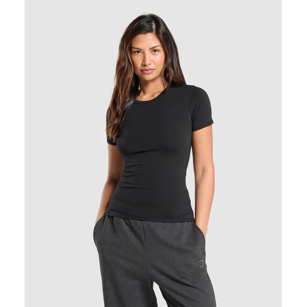 

Хлопковая футболка GYMSHARK, черная B6A8B BB2J