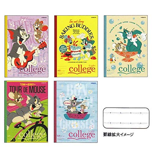 Kyokuto Tom and Jerry Retro Notebook, B5, 5-Pack, 6.5mm Dot Ruled, U17505