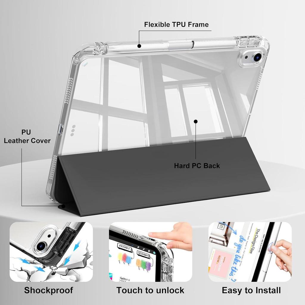 Clear Crystal Tablet Case With Pen Slot For iPad Mini 6 7 (A17 Pro) 8.3'' A2568 PU Leather Flip Magnetic Stand Cases