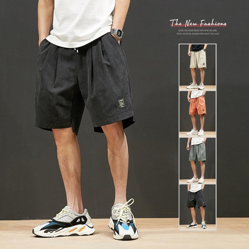 Men's Grey Green Pleated Casual Shorts, Summer Loose Fit Drawstring Shorts with Label Detail
