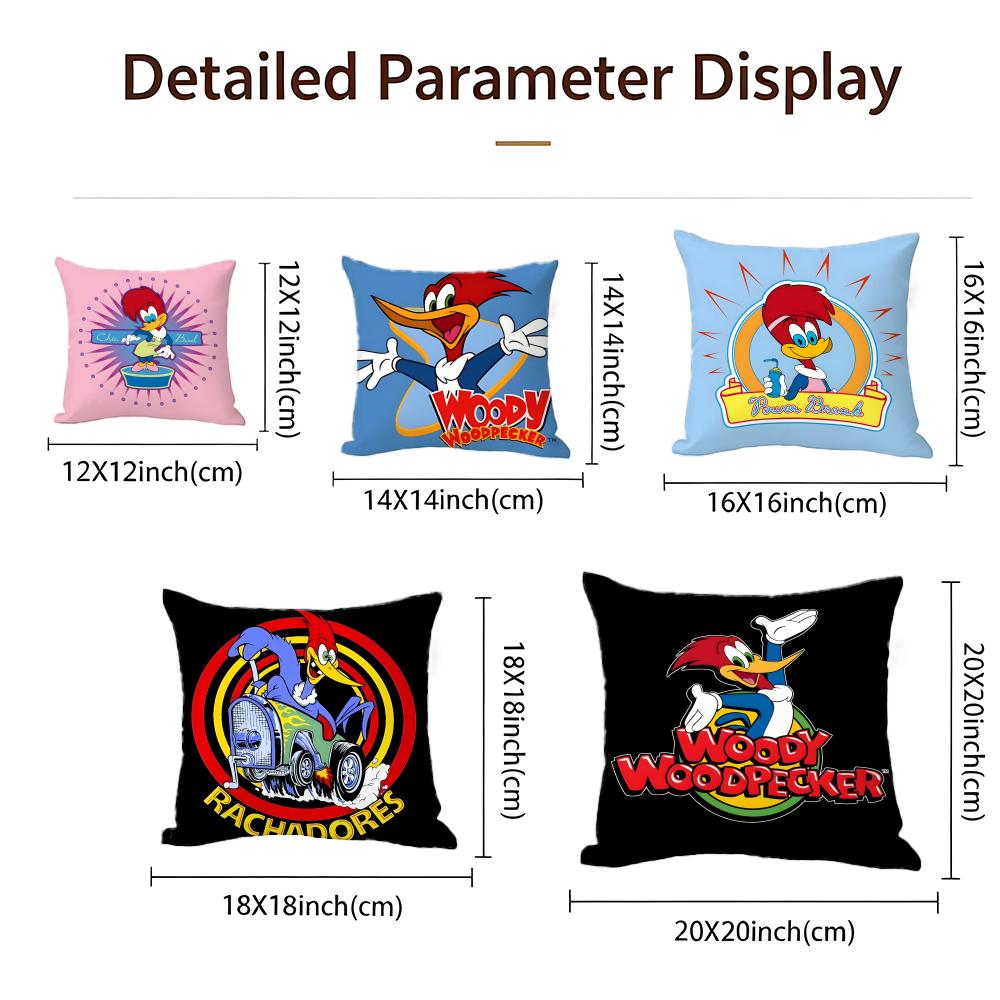 Cartoon Woody Woodpecker Cushion Cover Cushion Cover Set 4Pcs 50x50 45x45 40x40 Pillowcase Decorative Sofa Home Decor