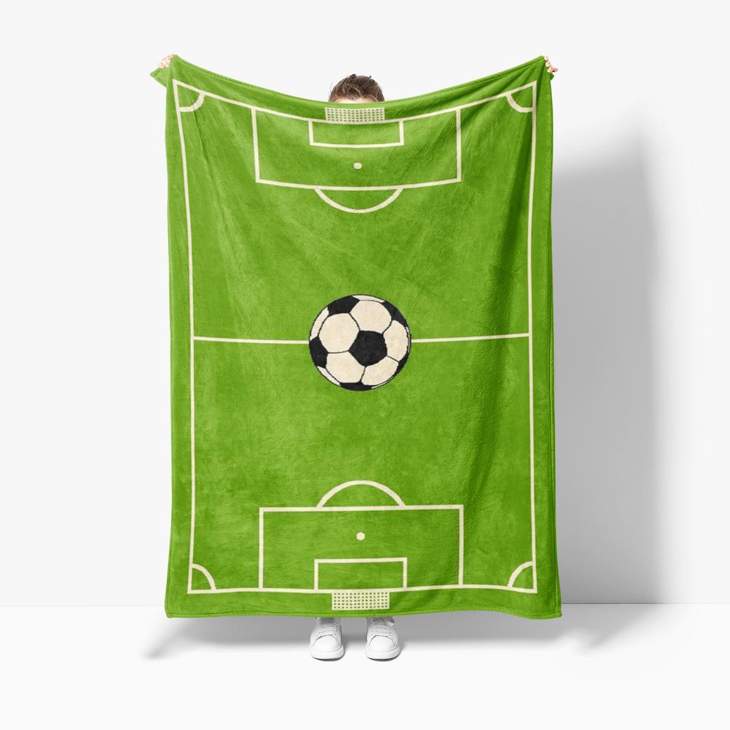Football Field Soccer Sport Cartoon Soft Blanket,Soft Throw Blanket for Home Bedroom Bed Sofa Travel Cover Child Gift