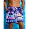 Summer Coconut Tree Pattern Swim Trunks For Men Fashion Beach Vacation 3D Printed Hawaiian Short Pants Loose Breathable Shorts