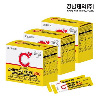 Kyungnam Pharmaceutical Pure Vitamin C 3000 High Content 90 Packets, 270g, 3 Units
