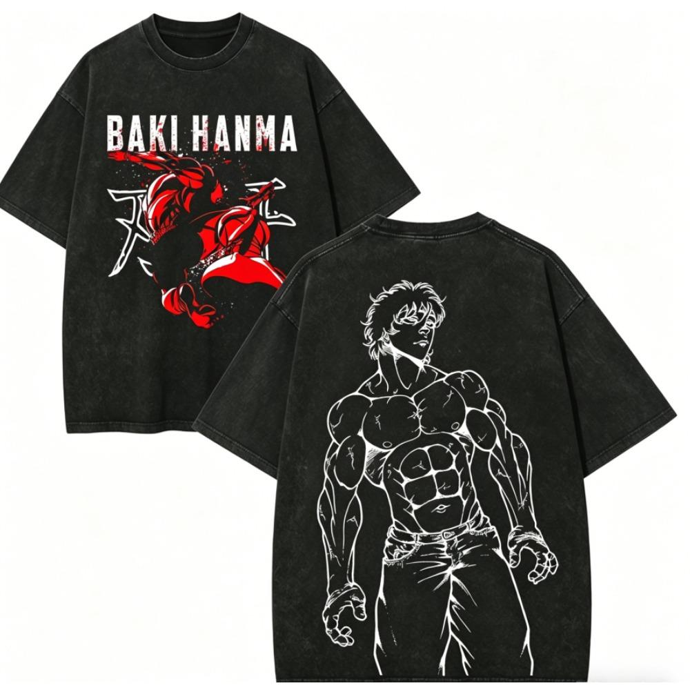 Baki the Grappler Anime Lover Washed T-shirt Year round clothing high quality personality Clothes Plus Size Unisex New Model Couples tee