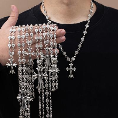 Rue Hip Hop Boîte de Nuit Tendance Marque Collier Croix Chaîne Faite Main Chaîne Suspendue Rétro Chaîne de Pull Personnalité Exquise Haut de Gamme