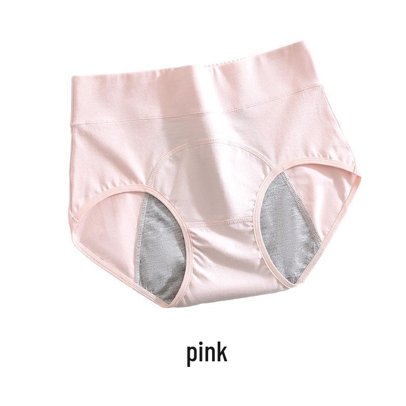 Women's High-Waist Antibacterial Cotton Menstrual Briefs - Leak-Proof Period Underwear for Girls