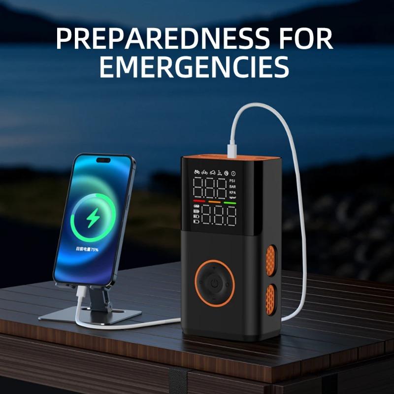 Car Wireless Air Pump Tire Inflation Portable Tyre Ball Inflator  Electric for Cars Motorcycle Bicycle Color-gradient Light