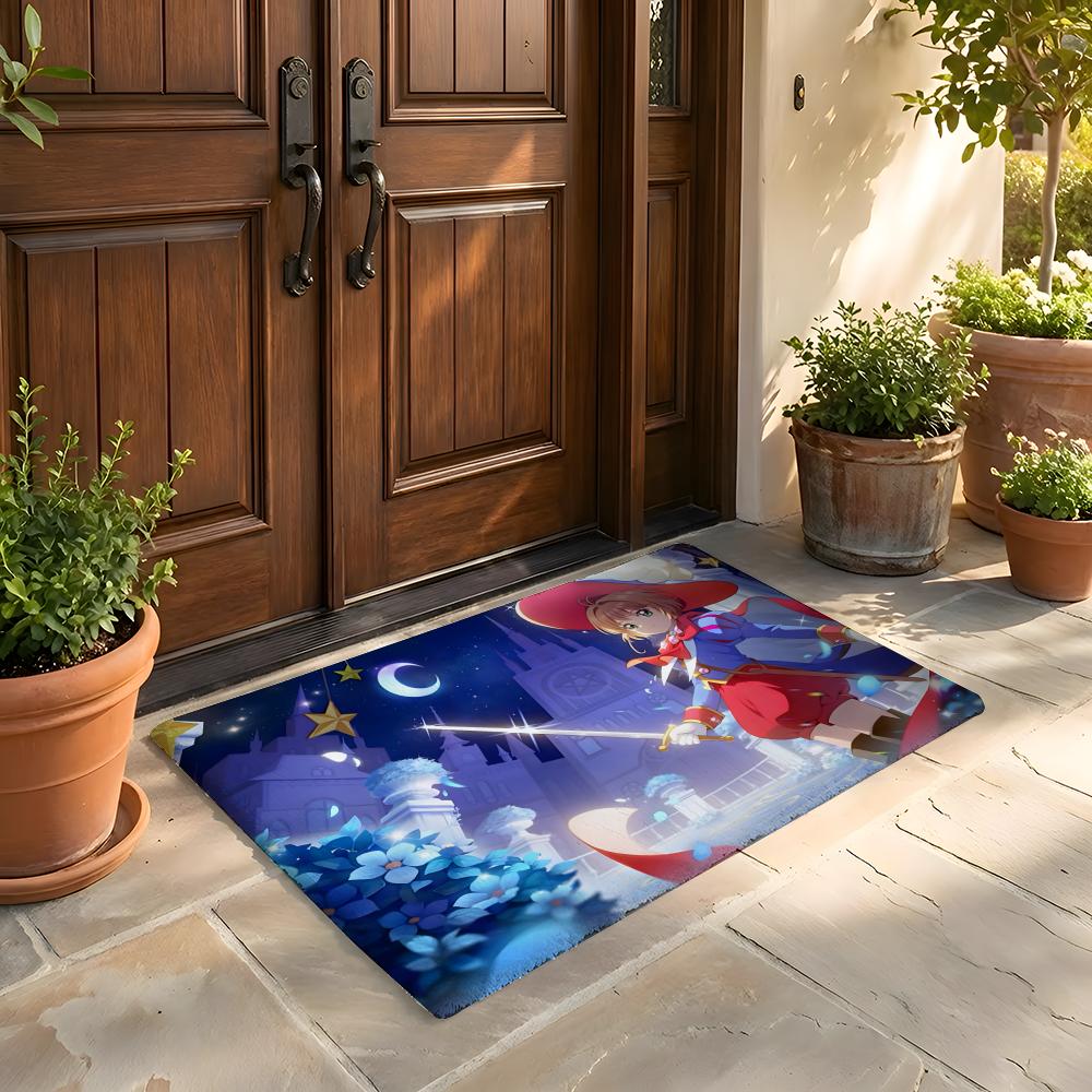 Floor Mat Soft Flannel Rug Non Slip Absorbent Mat for Bathroom Bedroom Home Decor C Cardcaptor S Sakura Cartoon