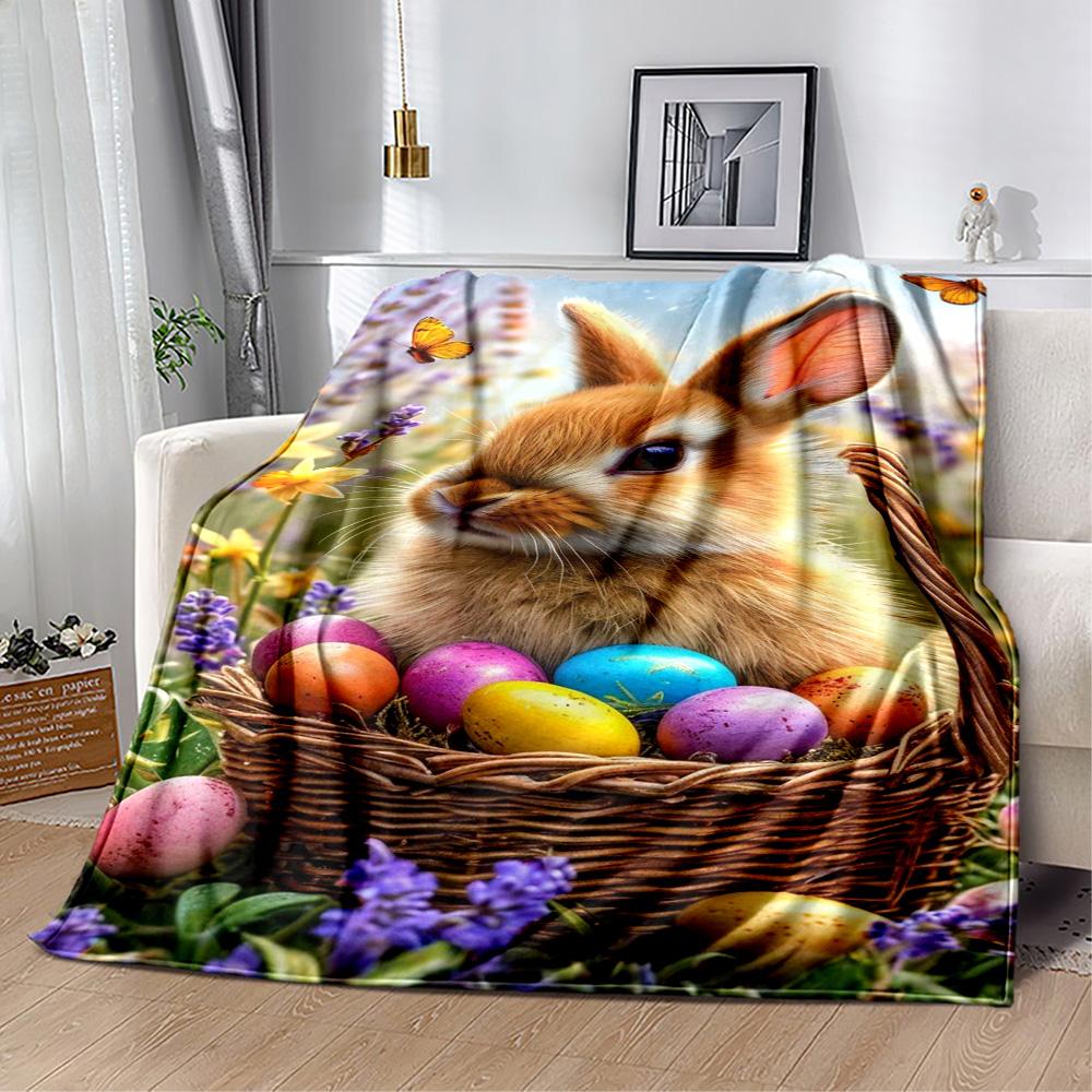 Easter Eggs And Bunnies Blanket,Suitable for Sofas, Offices, Travel, Living Rooms, Gifts To Relatives and Friends, Blanket,Suitable for All Seasons.