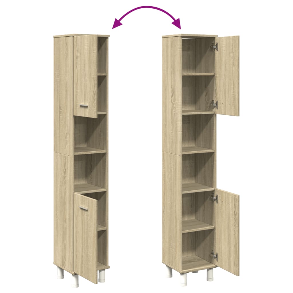 Bathroom Cabinet Sonoma Oak 12 x 11.8 x 70.5 in (30.5 x 30 x 179 cm) Particleboard