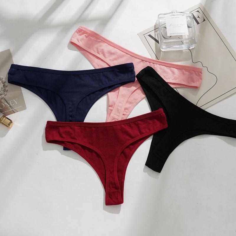 Dámské bavlněné kalhotky jednobarevné Sexy kalhotky Prodyšné spodní prádlo Nadměrná velikost L-2XL