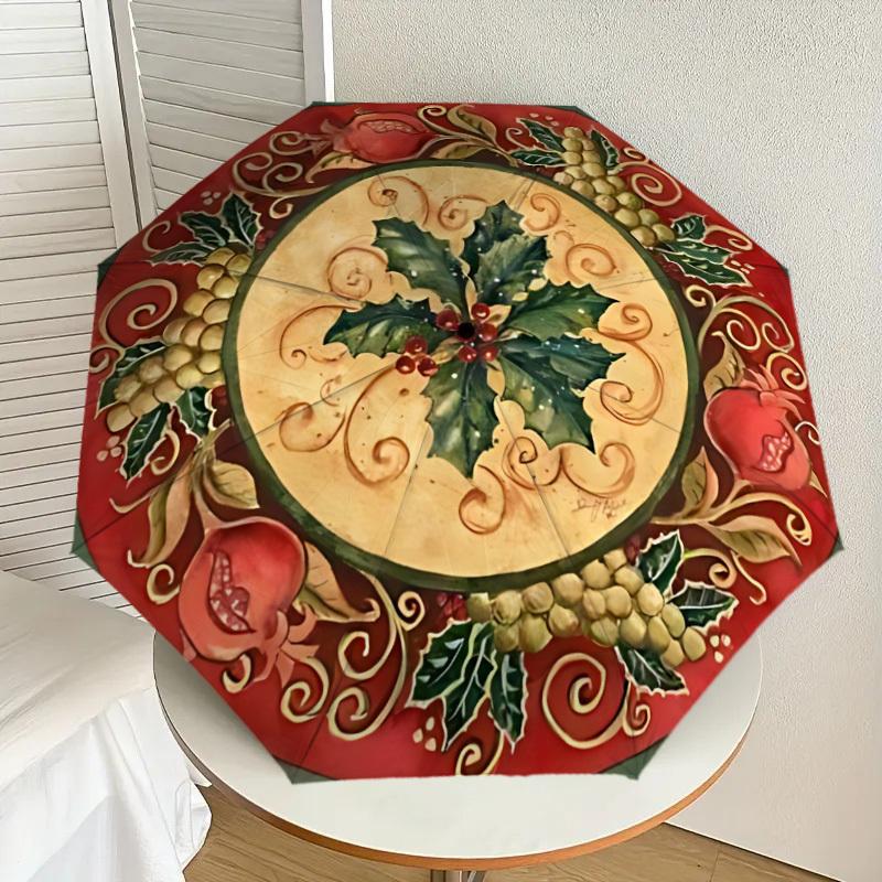

1pc Festive Plate Automatic Folding Umbrella, Heavy-Duty 8-Rib Construction, Perfect for Everyday yy251114131