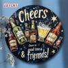 Metal Wall Art Round Wine Decor 7.8 Inch Gift for Friend Party